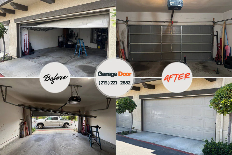Before and after: garage door repair Clifton Gardens, NY